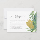Tropical Wild Palm Blätter Wedding RSVP Karte (Vorderseite)