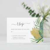 Tropical Wild Palm Blätter Wedding RSVP Karte (Stehend Vorderseite)