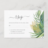 Tropical Wild Palm Blätter Wedding RSVP Karte (Vorderseite)
