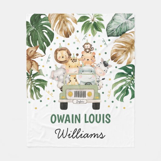 Tropical Wild Party Animals Safari Boy Kinderzimme Fleecedecke (Vorderseite)