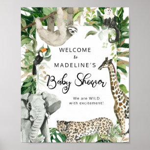 Tropical Wild Safari Animal Baby Dusche Willkommen Poster
