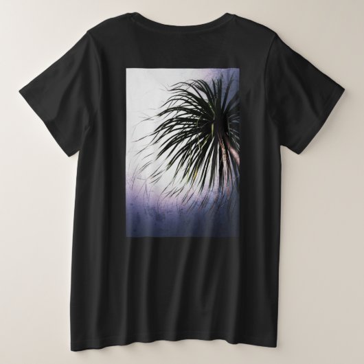 Tropical Windblown Palm Tree Große Größe T-Shirt (Design Rückseite)