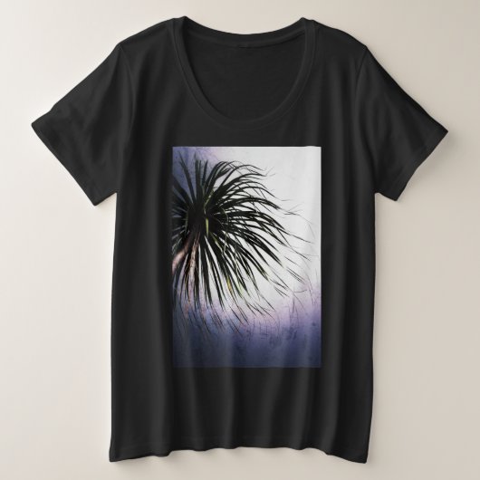 Tropical Windblown Palm Tree Große Größe T-Shirt (Design vorne)