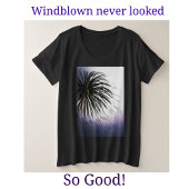 Tropical Windblown Palm Tree Große Größe T-Shirt