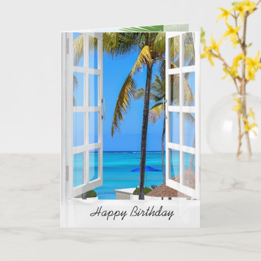 Tropical Window Birthday Karte (Gelbe Blume)