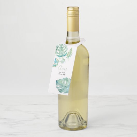 Tropical Wine Housewarming Geschenk Flaschenanhänger (Angewinkelt)