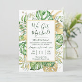 Tropical Wir Got Verheiratet Eloped Empfang Party Einladung (Stehend Vorderseite)