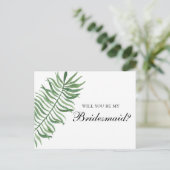 Tropical Wirst du meine Brautjungfrau sein? Exotis Einladungspostkarte (Stehend Vorderseite)