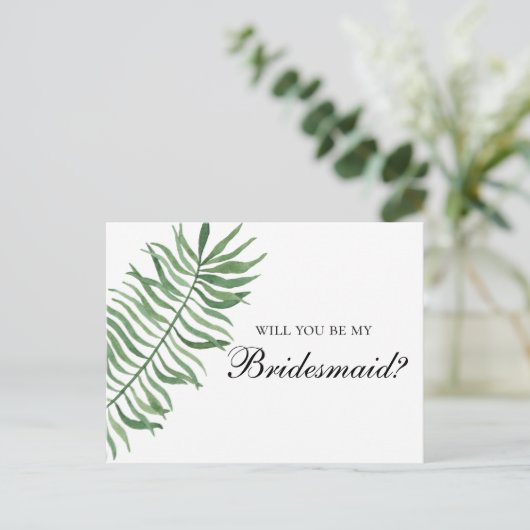 Tropical Wirst du meine Brautjungfrau sein? Exotis Einladungspostkarte (Stehend Vorderseite)
