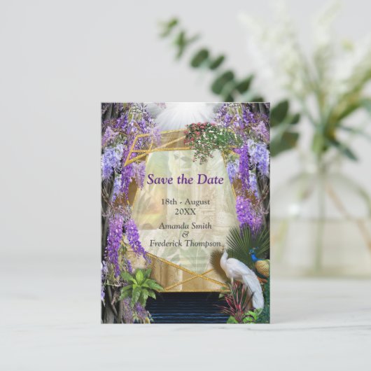 Tropical Wisteria Paradise Ankündigungspostkarte (Stehend Vorderseite)