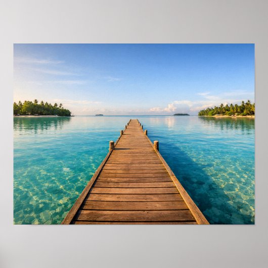 Tropical Wooden Pier Poster - Clear Turquoise (Vorne)