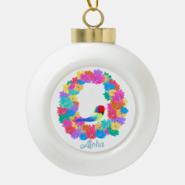Tropical Wreath Aloha Christmas  Keramik Kugel-Ornament