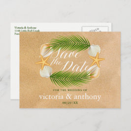Tropical Wreath Sandy Beach Hochzeit Save the Date Ankündigungspostkarte