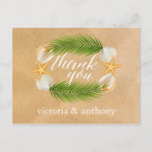 Tropical Wreath Sandy Beach Hochzeit Vielen Dank Postkarte (Vorderseite)
