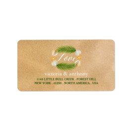 Tropical Wreath Sandy Beach Wedding Adressaufkleber