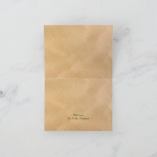 Tropical Wreath Sandy Beach Wedding Dankeskarte (Innenseite)