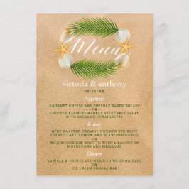 Tropical Wreath Sandy Beach Wedding Menükarte