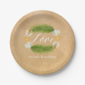 Tropical Wreath Sandy Beach Wedding Pappteller (Vorderseite)