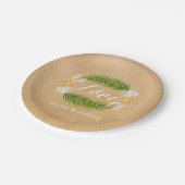 Tropical Wreath Sandy Beach Wedding Pappteller (Schrägansicht)