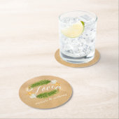 Tropical Wreath Sandy Beach Wedding Runder Pappuntersetzer (Vor Ort)
