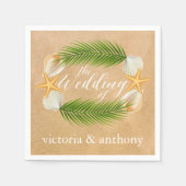 Tropical Wreath Sandy Beach Wedding Serviette (Vorderseite)