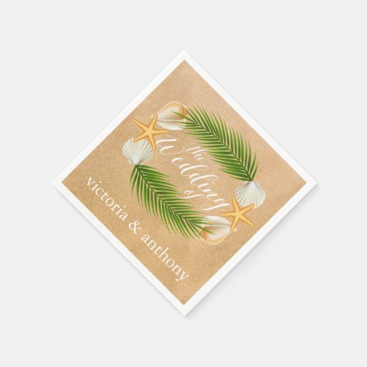Tropical Wreath Sandy Beach Wedding Serviette (Ecke)