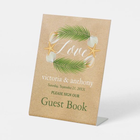 Tropical Wreath Sandy Beach Wedding Sockelschild (Vorderseite)