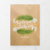 Tropical Wreath Sandy Beach Wedding Suite Dreifach Gefaltete Einladung (Cover)
