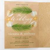 Tropical Wreath Sandy Beach Wedding Suite Dreifach Gefaltete Einladung (Innen Erste Seite)