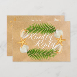 Tropical Wreath Sandy Beach Wedding UAWG RSVP Karte