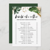 Tropical würde sie eher Brautparty-Spiel Begleitkarte (Vorne/Hinten)