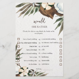 Tropical würde sie eher Brautparty-Spielkarte