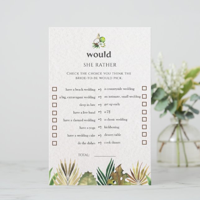 Tropical würde sie eher Brautparty-Spielkarte (Stehend Vorderseite)