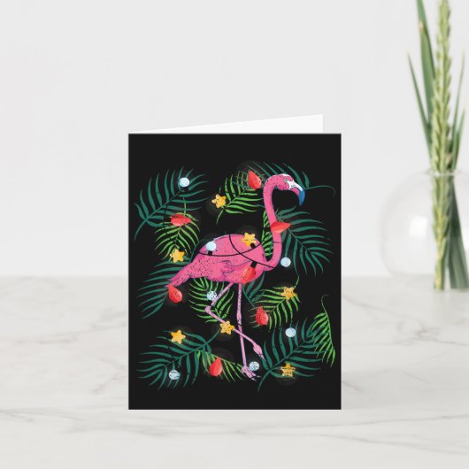 Tropical Xmas Funny Pink Flamingo Hawaiian Christm Karte (Vorderseite)