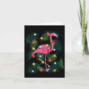 Tropical Xmas Funny Pink Flamingo Hawaiian Christm Karte