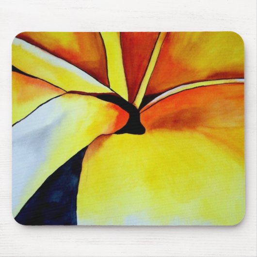 Tropical Yellow Frangipani Blume Originale Kunst Mousepad (Vorne)