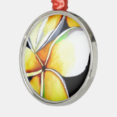 Tropical Yellow Frangipani Blume Originale Kunst Ornament Aus Metall (Links)
