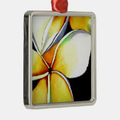 Tropical Yellow Frangipani Blume Originale Kunst Ornament Aus Metall (Rechts)