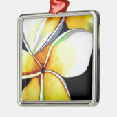 Tropical Yellow Frangipani Blume Originale Kunst Ornament Aus Metall (Links)