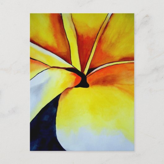 Tropical Yellow Frangipani Blume Originale Kunst Postkarte (Vorderseite)