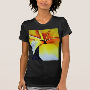 Tropical Yellow Frangipani Blume Originale Kunst T-Shirt