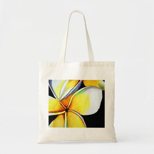Tropical Yellow Frangipani Blume Originale Kunst Tragetasche (Vorne)
