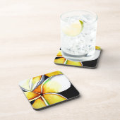 Tropical Yellow Frangipani Blume Originale Kunst Untersetzer (Rechte Seite)