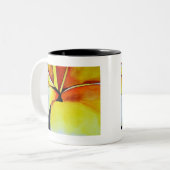 Tropical Yellow Frangipani Blume Originale Kunst Zweifarbige Tasse (Vorderseite Links)