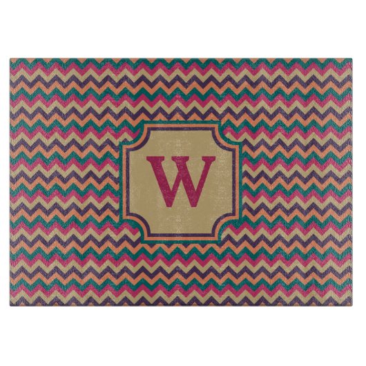 Tropical Zigzag Glas Cutting Board Schneidebrett (Vorderseite)