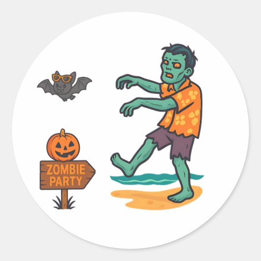 Tropical Zombie Party Sticker Fun Halloween (Vorderseite)