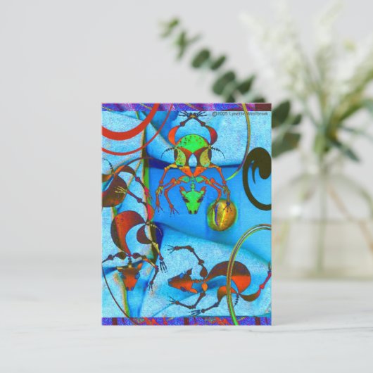 TropicalDog Blue Postkarte (Stehend Vorderseite)