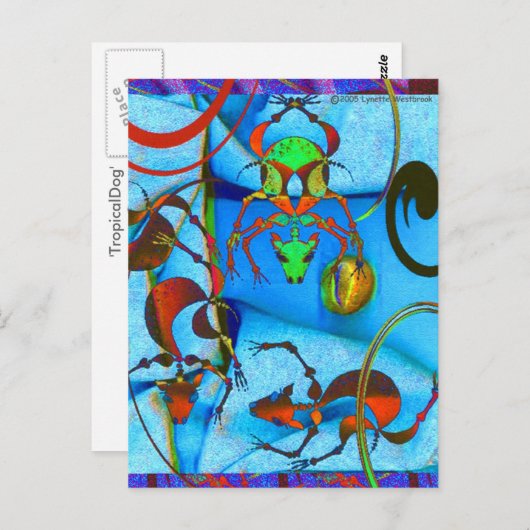 TropicalDog Blue Postkarte (Vorne/Hinten)