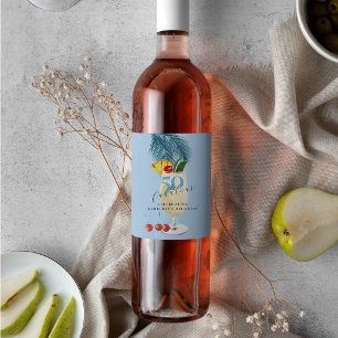 Tropicaler Blaue Sommer-Cocktail 50. Geburtstagsfe Weinetikett