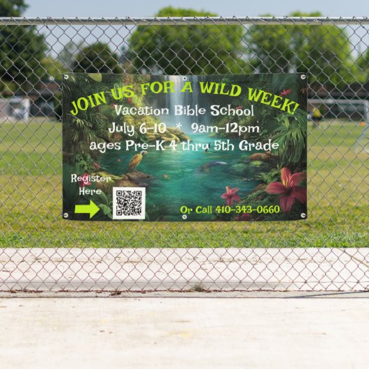 Tropicaler Ferienbibelschulbanner Banner (Insitu)